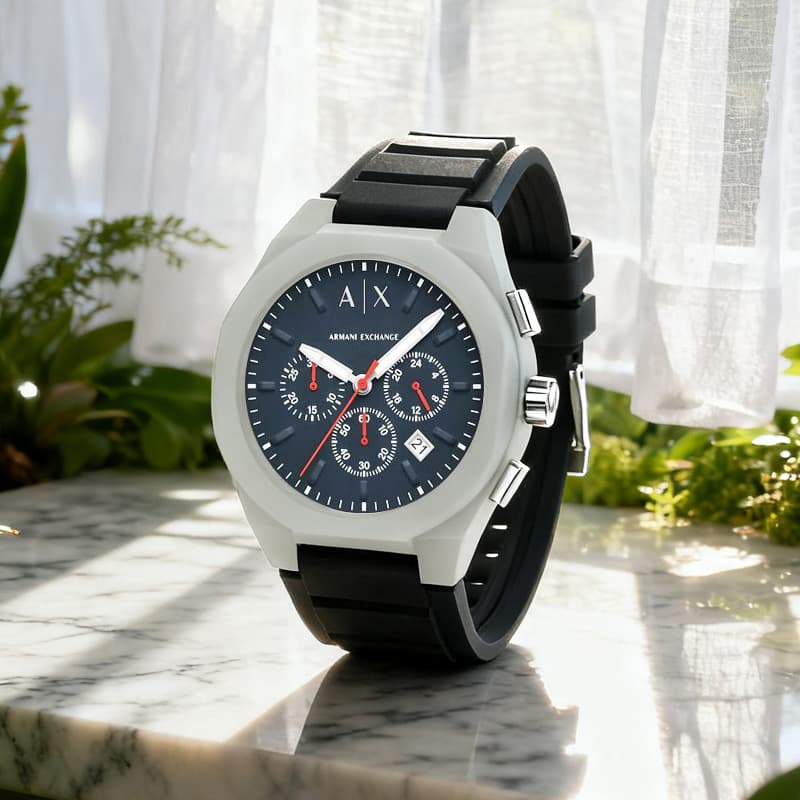 Механические часы ARMANI EXCHANGE AE Часы с кварцевым механизмом обхват запястья силиконовый ремешок черный циферблат мужские часы - изображение 6