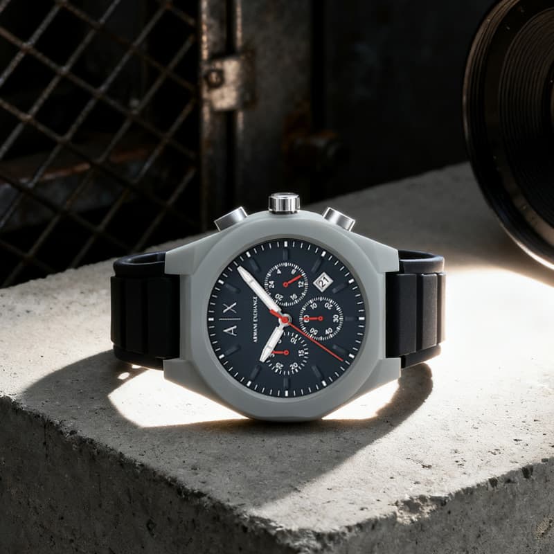 Механические часы ARMANI EXCHANGE AE Часы с кварцевым механизмом обхват запястья силиконовый ремешок черный циферблат мужские часы - изображение 5