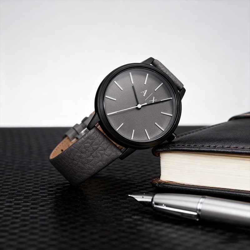 Механические часы ARMANI EXCHANGEAE Часы с ремешком на запястье кварцевый механизм кожаный ремешок серый циферблат мужские часы - изображение 5