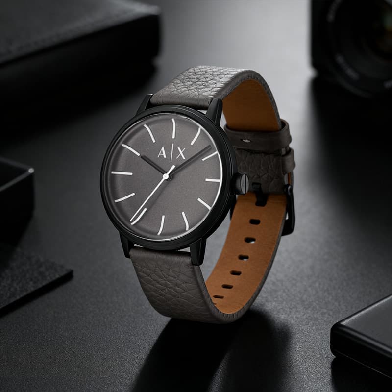 Механические часы ARMANI EXCHANGEAE Часы с ремешком на запястье кварцевый механизм кожаный ремешок серый циферблат мужские часы - изображение 2
