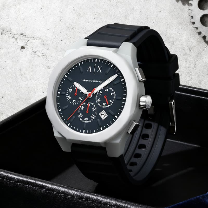Механические часы ARMANI EXCHANGE AE Часы с кварцевым механизмом обхват запястья силиконовый ремешок черный циферблат мужские часы - изображение 4