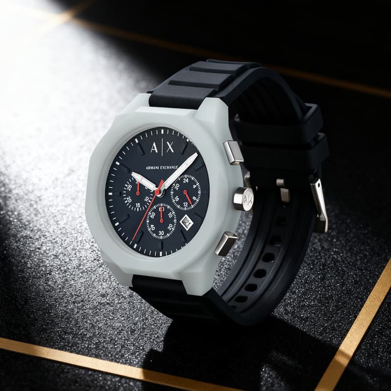 Механические часы ARMANI EXCHANGE AE Часы с кварцевым механизмом обхват запястья силиконовый ремешок черный циферблат мужские часы - изображение 2