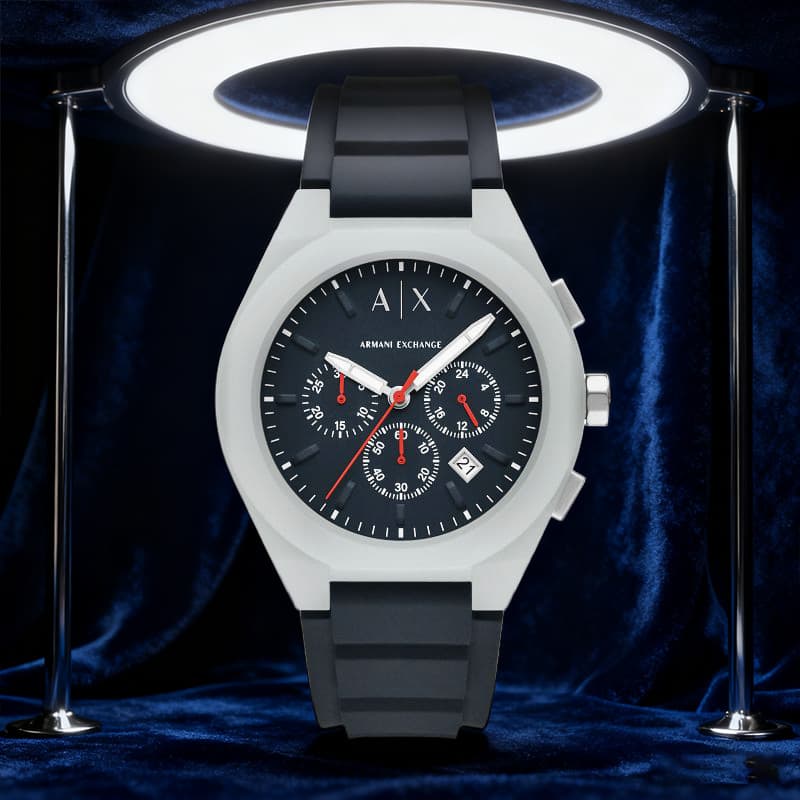 Механические часы ARMANI EXCHANGE AE Часы с кварцевым механизмом обхват запястья силиконовый ремешок черный циферблат мужские часы - изображение 3