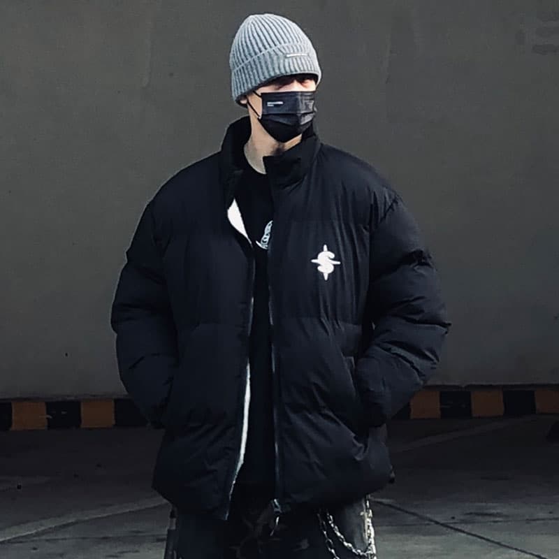 Зимняя куртка пуховик MIRACLE KILL x SPARK INFINITE Хлопковый пуховик Пальто Мужской Черный - изображение 6