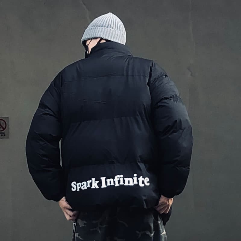 Зимняя куртка пуховик MIRACLE KILL x SPARK INFINITE Хлопковый пуховик Пальто Мужской Черный - изображение 5