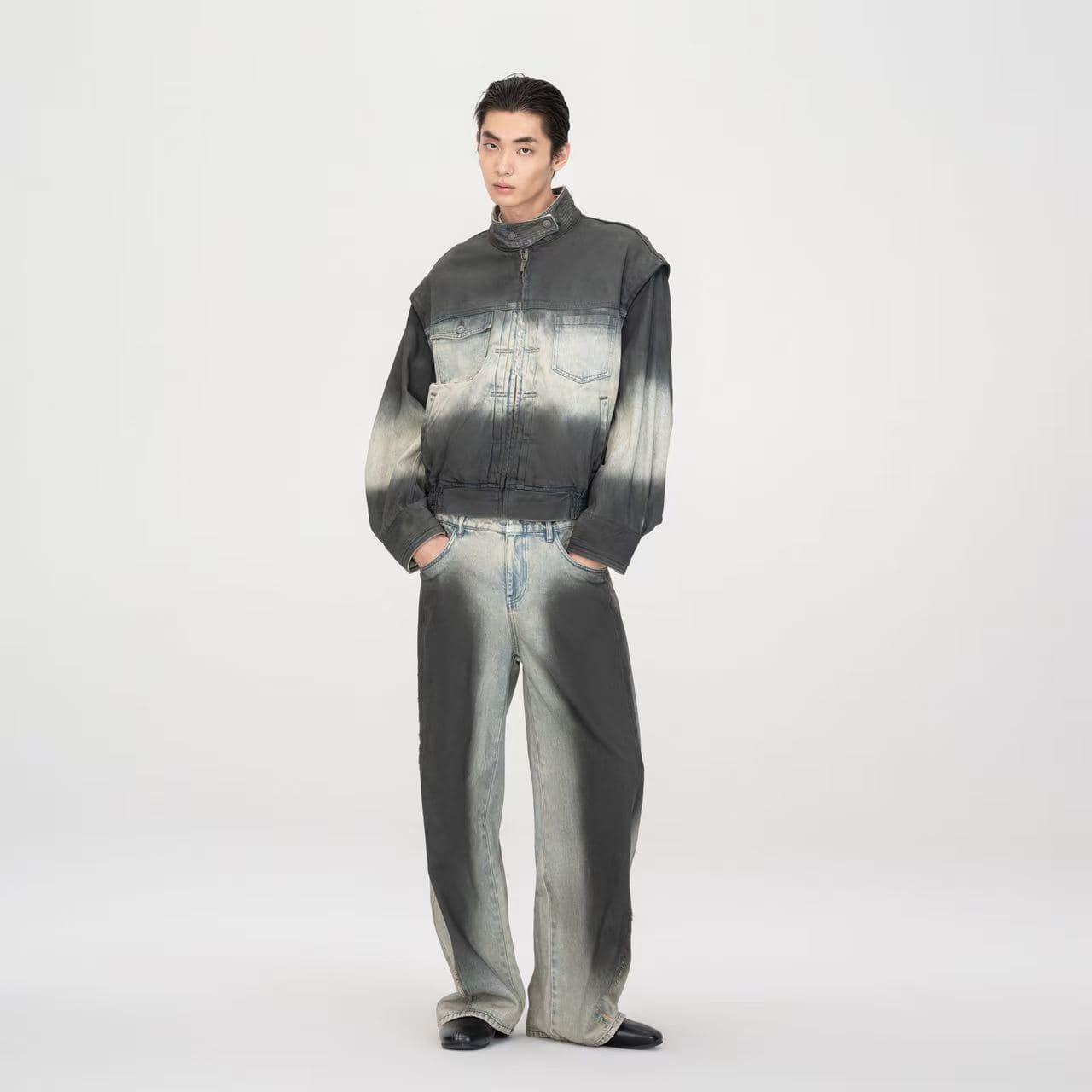 Штаны FENG CHEN WANG FW26 Синий коричневый Мужской Джинсы - изображение 5