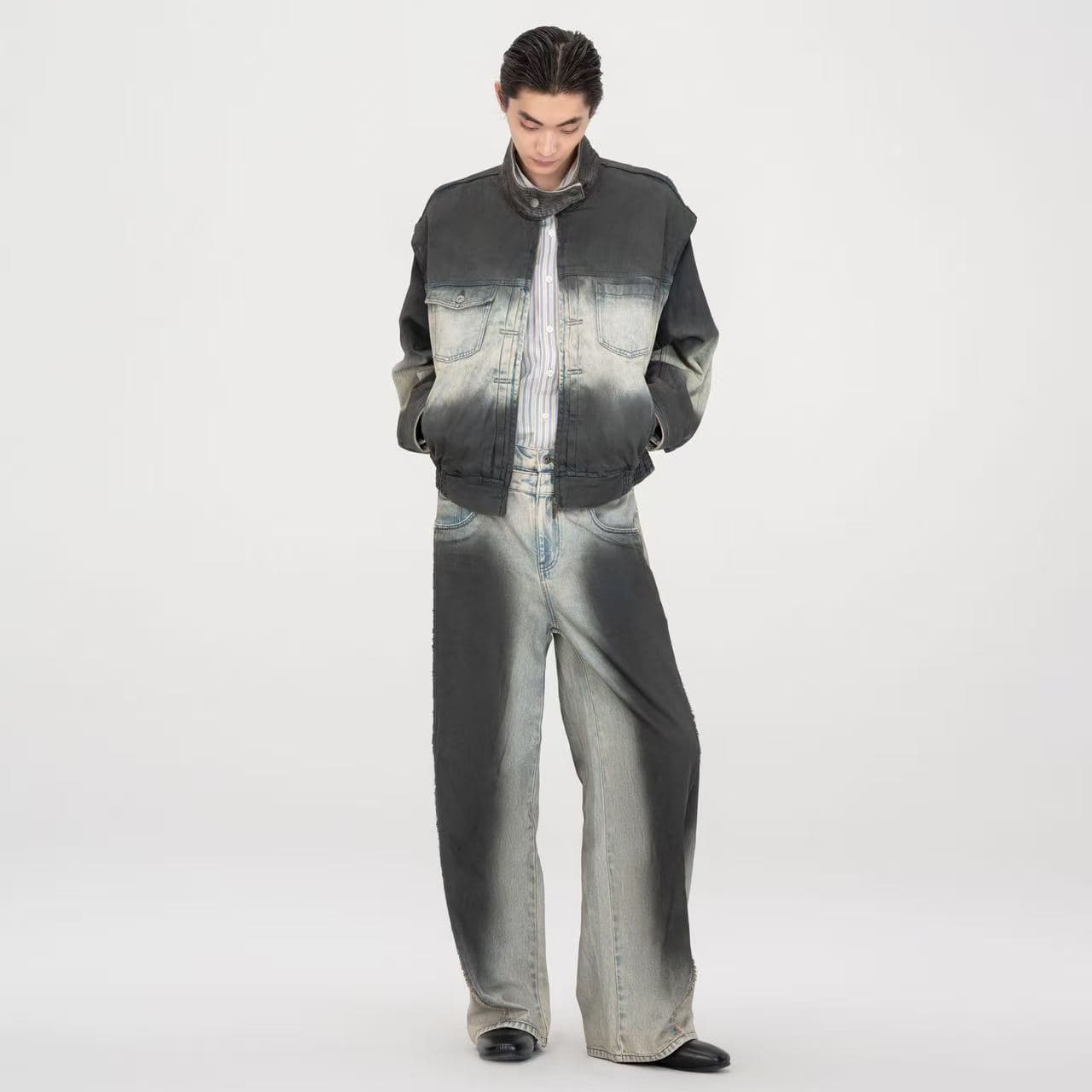 Штаны FENG CHEN WANG FW26 Синий коричневый Мужской Джинсы - изображение 4