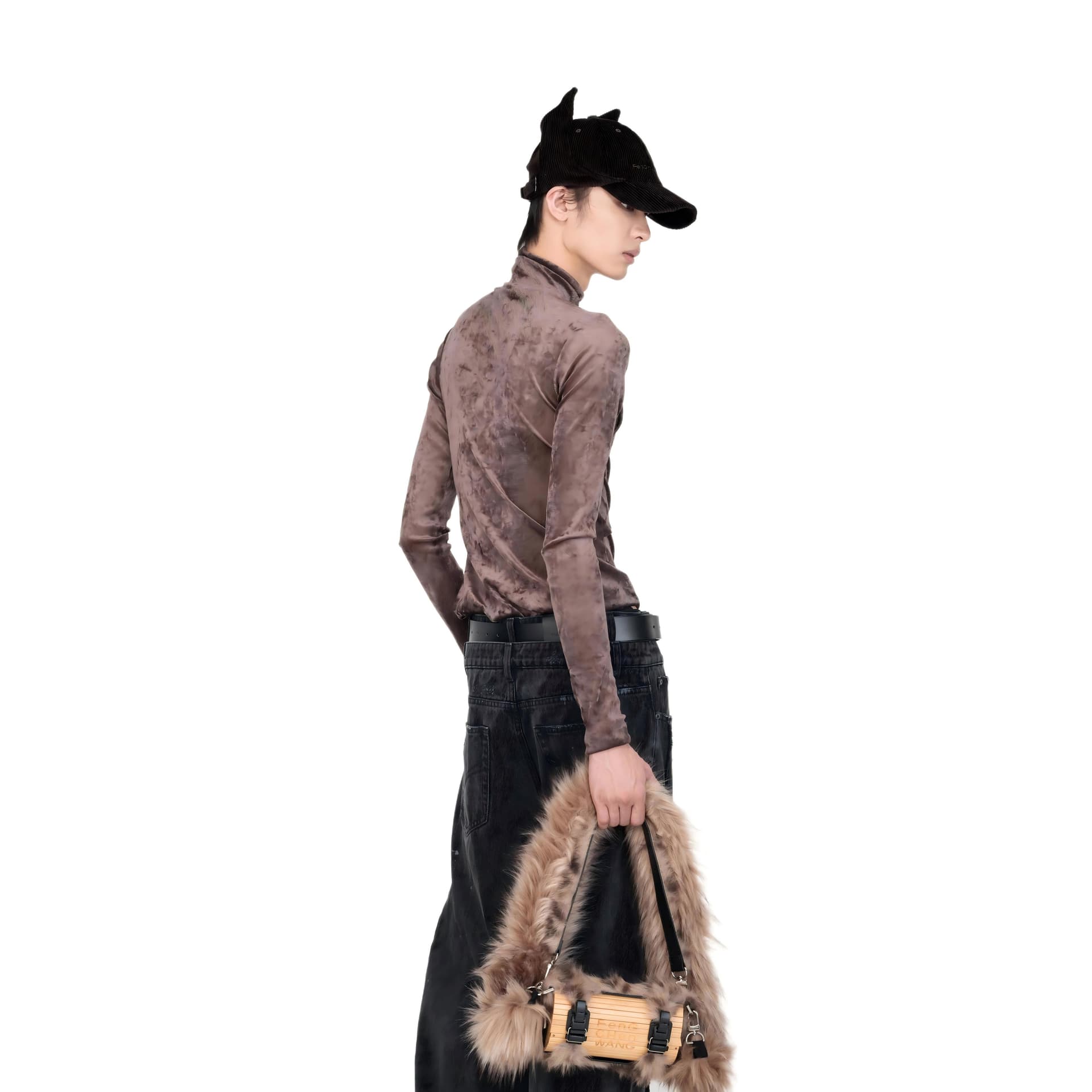 Футболка FENG CHEN WANG Коричневые Мужские T-рубашки - изображение 4