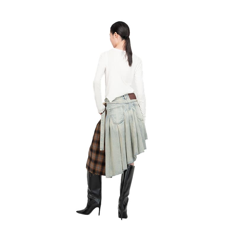 FENG CHEN WANG FW26 Деним Клетчатый Женские Джинсовые мини юбки - изображение 4