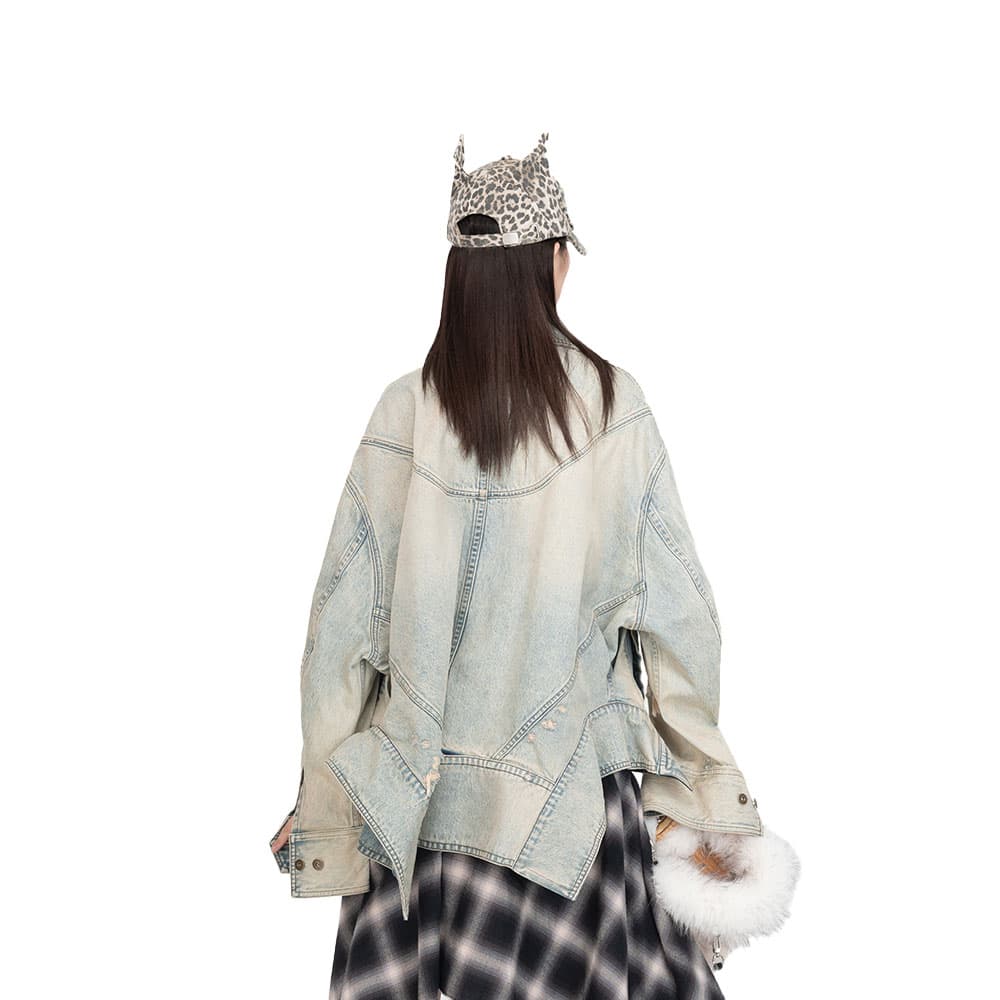 FENG CHEN WANG FW26 Светло-синий Женские Джинсовые куртки - изображение 5