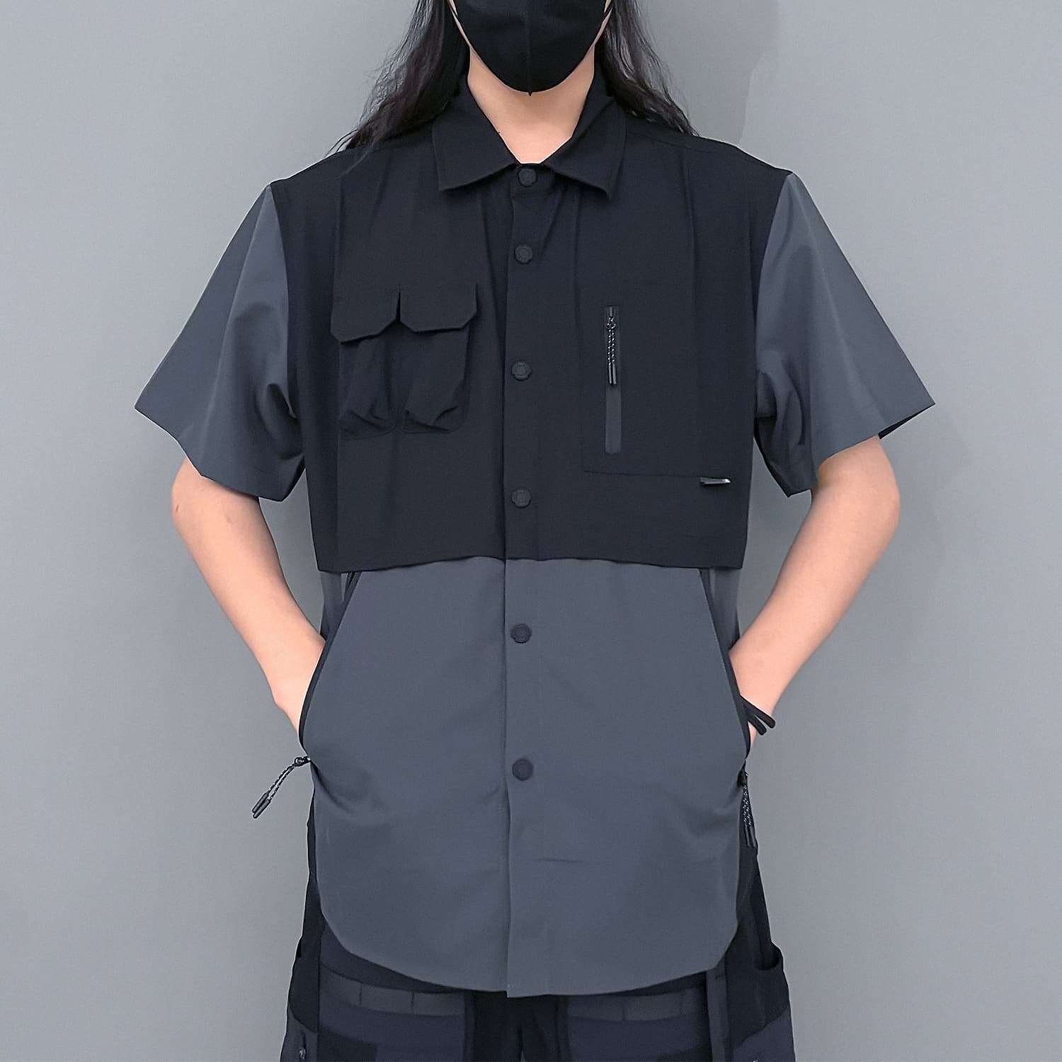 Рубашка VIP Urban Techwear Collection Рубашка Мужской Черно-серый - изображение 3
