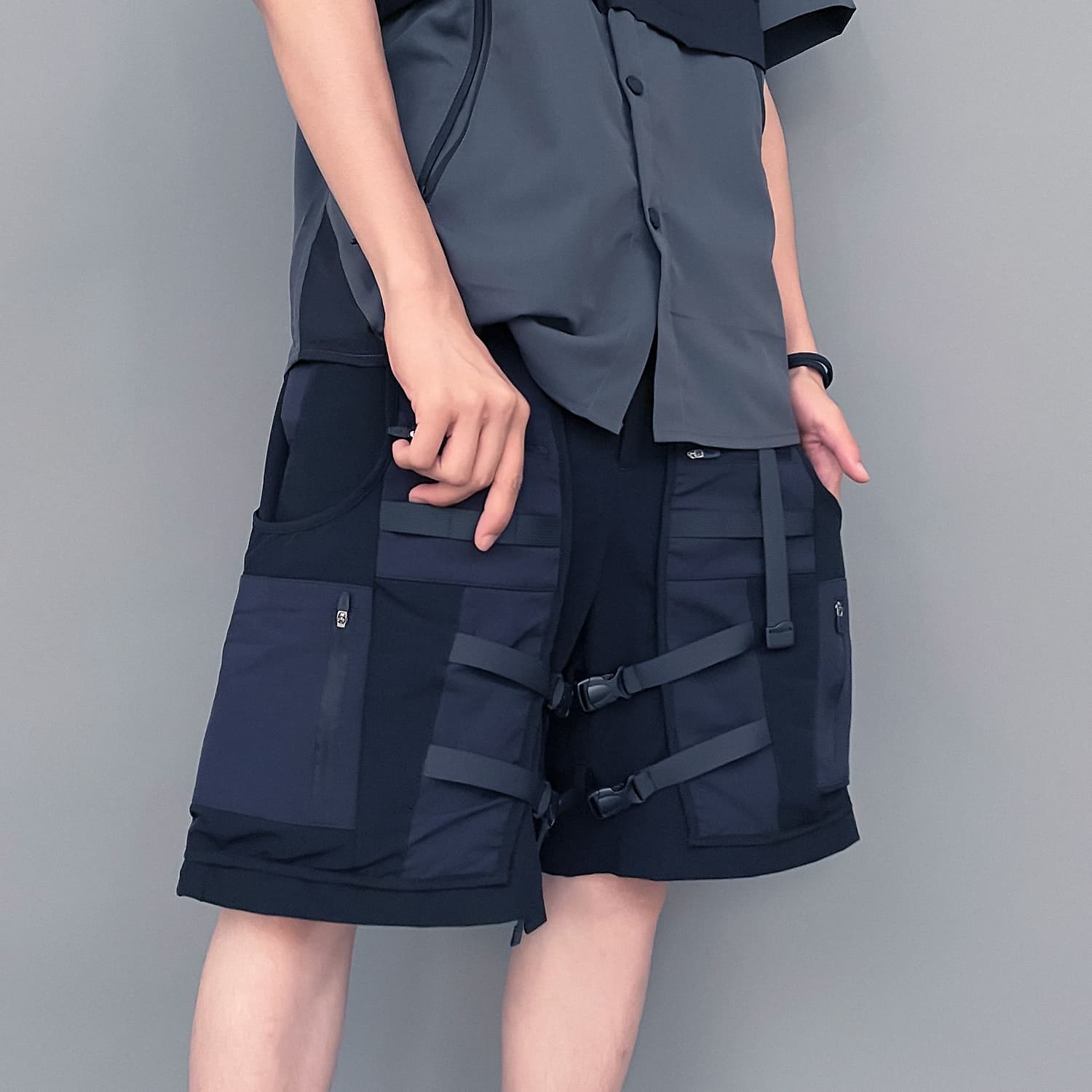VIP Urban Techwear Collection Черные Мужские Карго Шорты - изображение 3