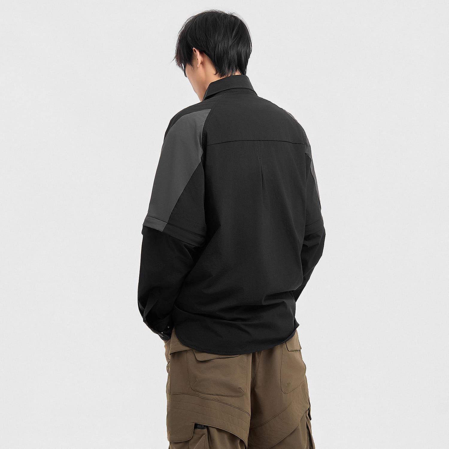 Рубашка VIP Urban Techwear Collection Деконструкция Пэчворк Сборка и Разборка Длинная Рубашка с Рукавами Унисекс - изображение 7
