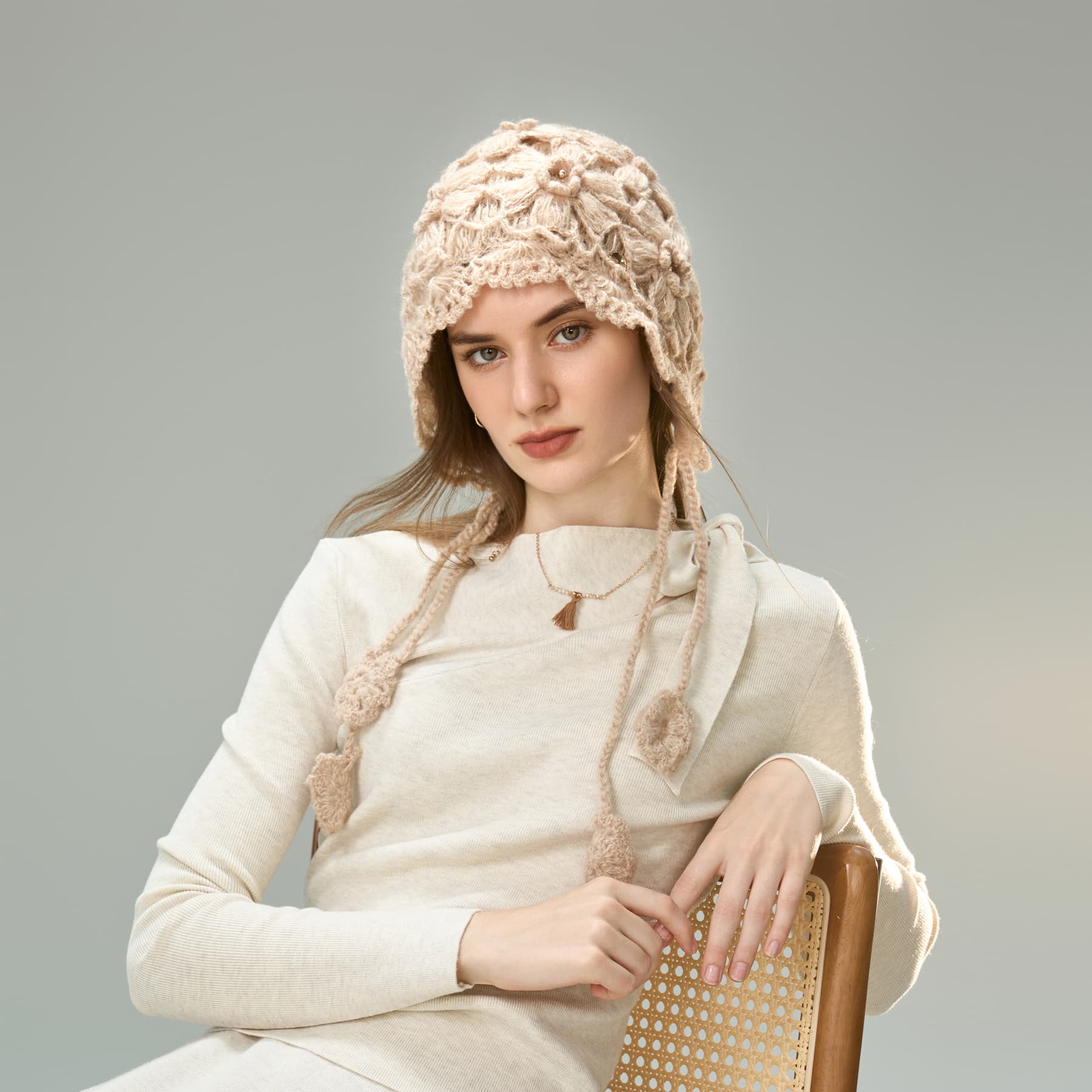 Шапка ELLE Sheep Wool Acrylic Polyamide Elastane Вязаная шапка Женская - изображение 7