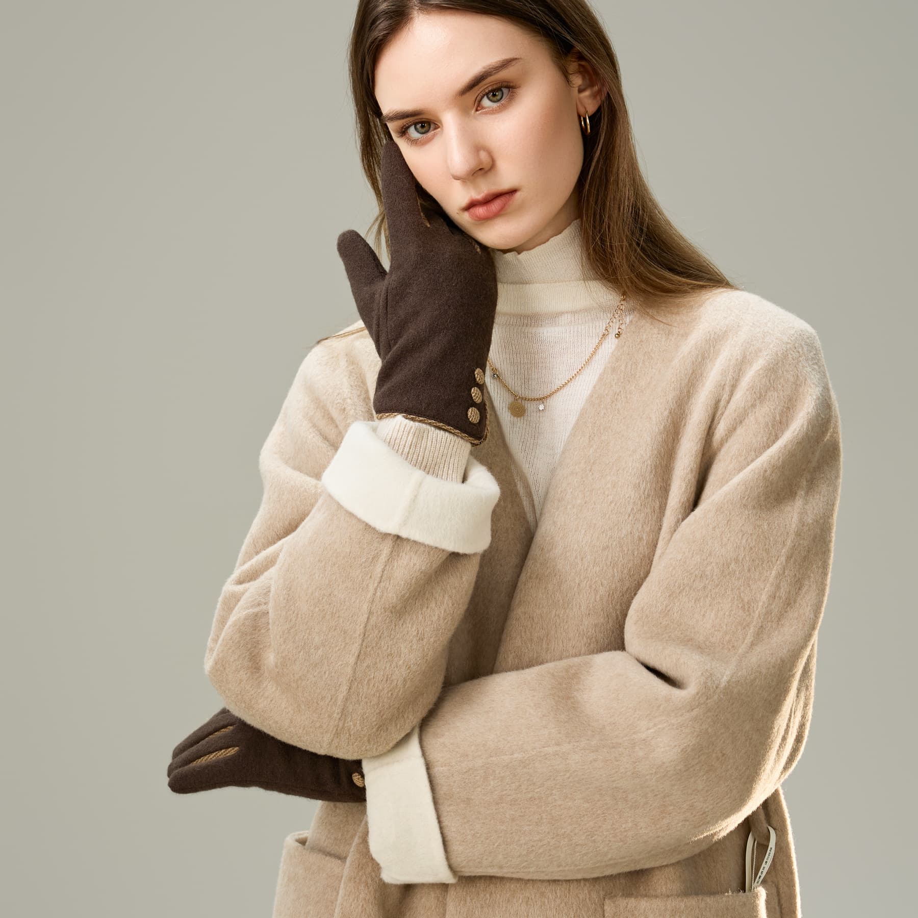 ELLE Шерсть кашемир Полиамид Перчатки Женские - изображение 8