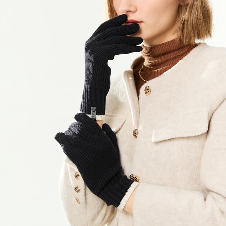 ELLE 70% овечья шерсть 30% плюш с круглым узором вязаные перчатки для женщин - изображение 7
