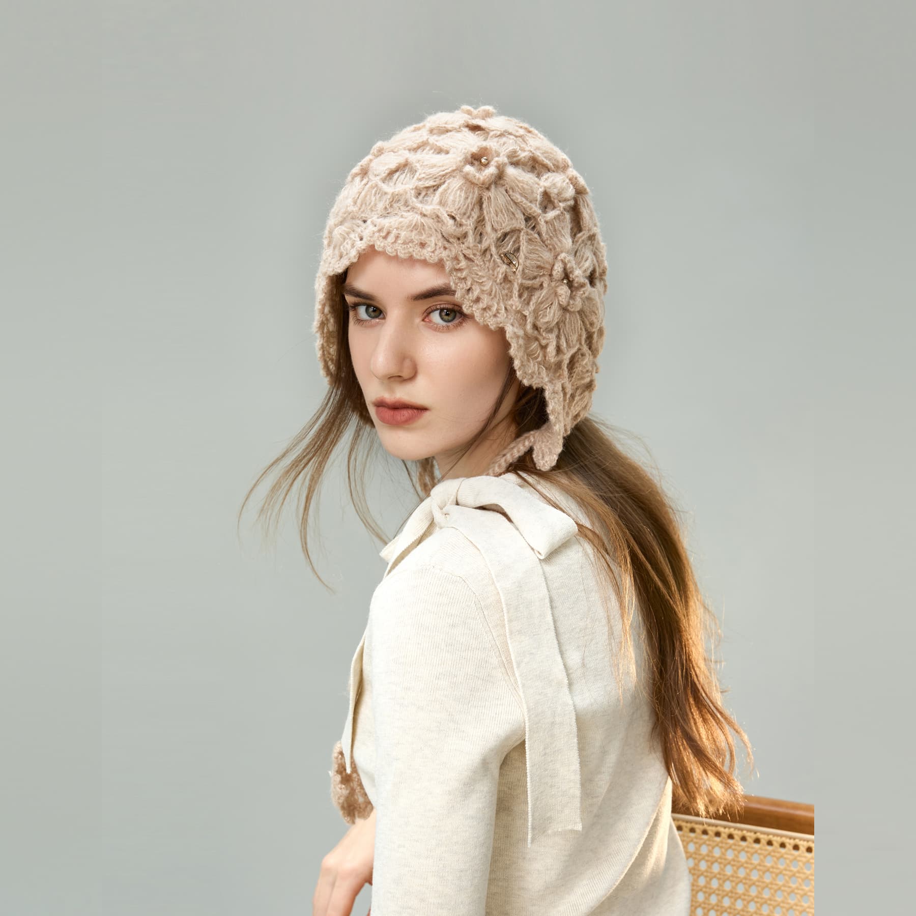Шапка ELLE Sheep Wool Acrylic Polyamide Elastane Вязаная шапка Женская - изображение 6