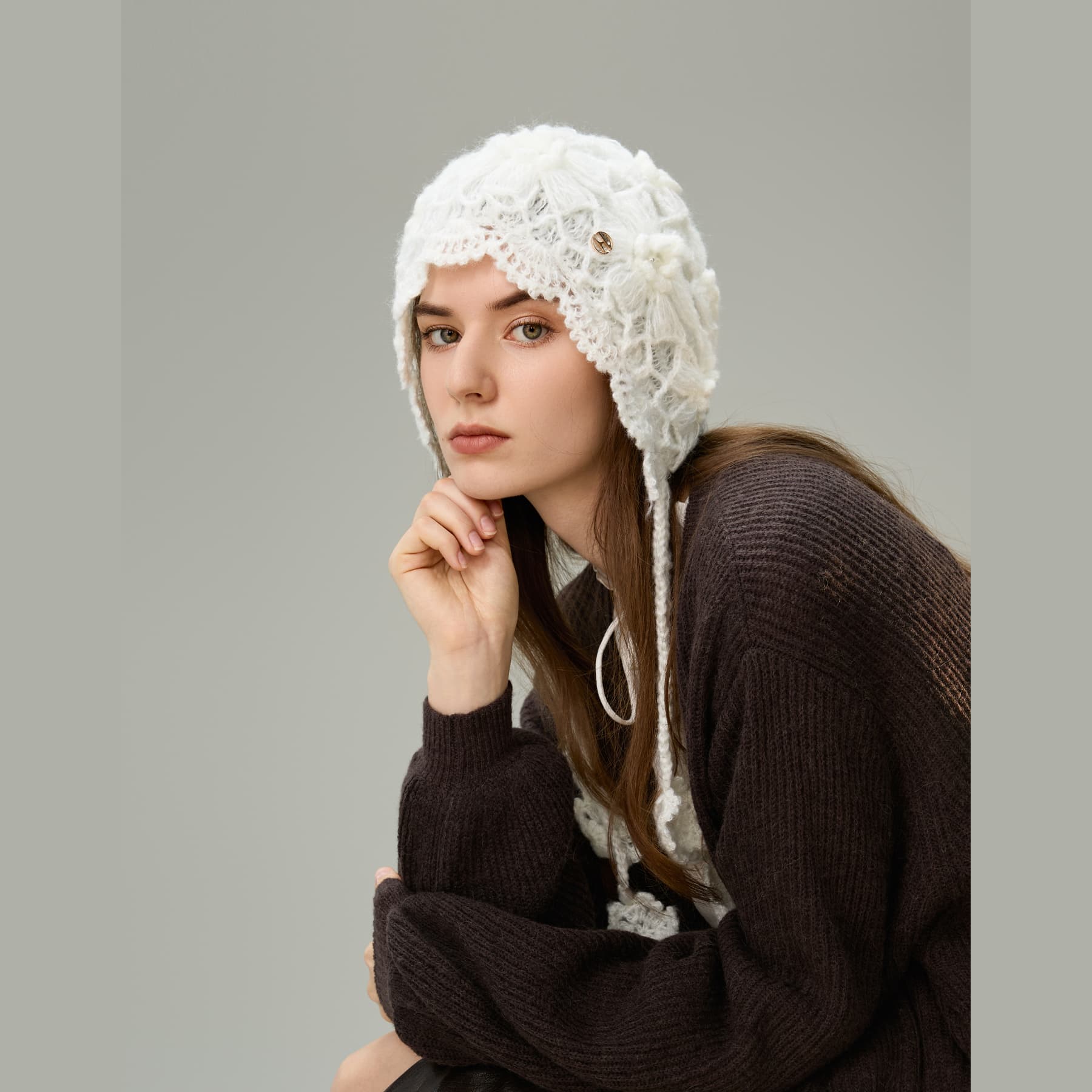 Шапка ELLE Sheep Wool Acrylic Polyamide Elastane Вязаная шапка Женская - изображение 12