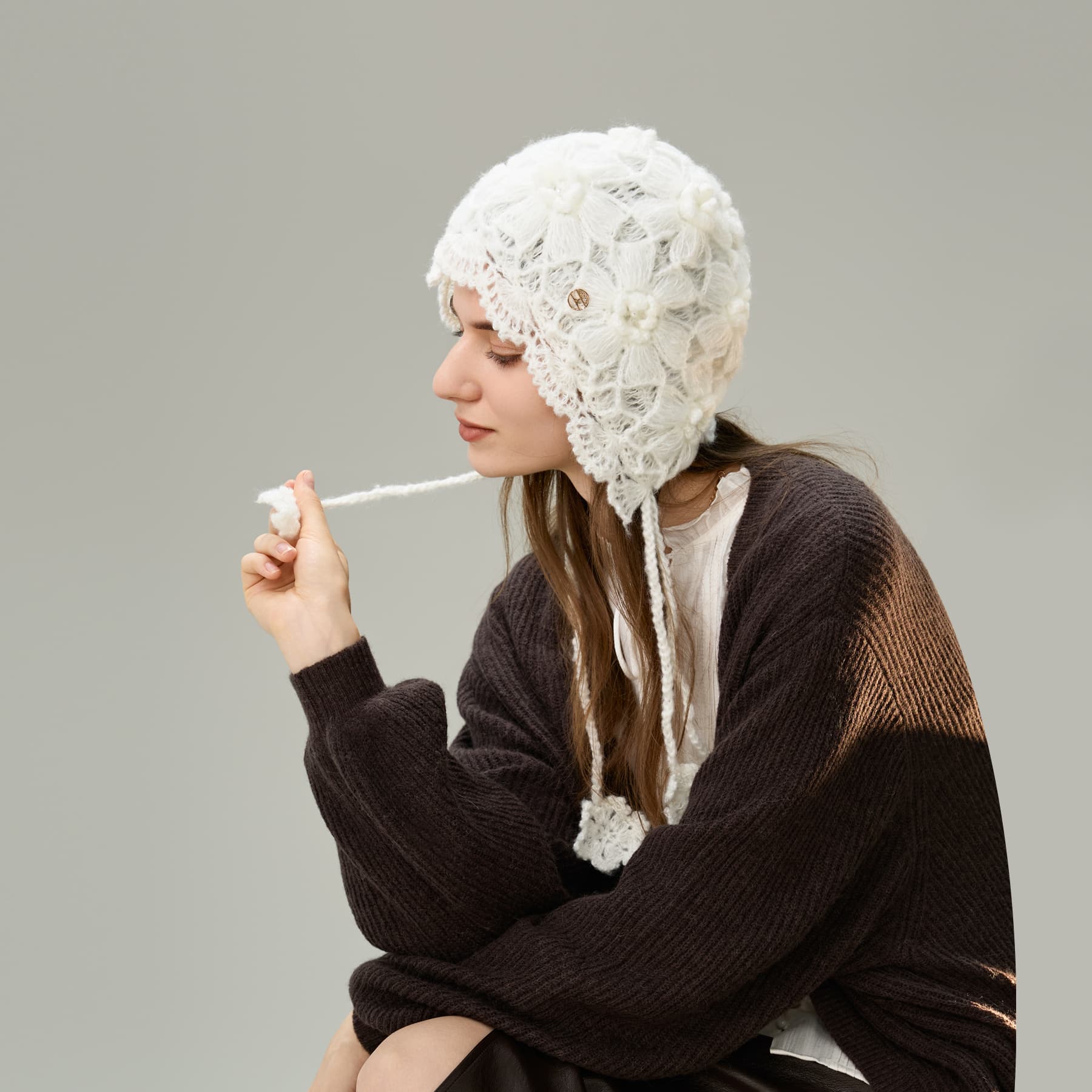 Шапка ELLE Sheep Wool Acrylic Polyamide Elastane Вязаная шапка Женская - изображение 9