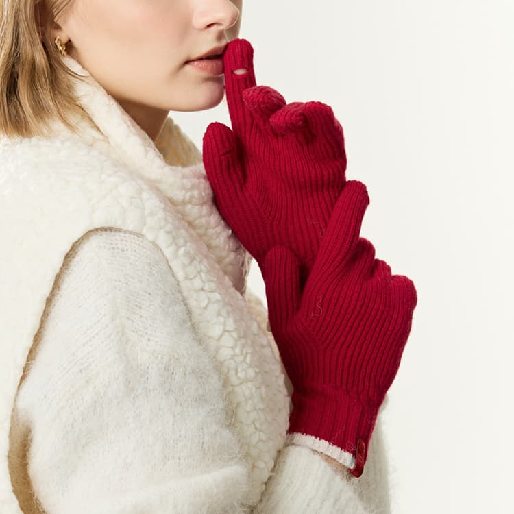 ELLE 70% овечья шерсть 30% плюш с круглым узором вязаные перчатки для женщин - изображение 12