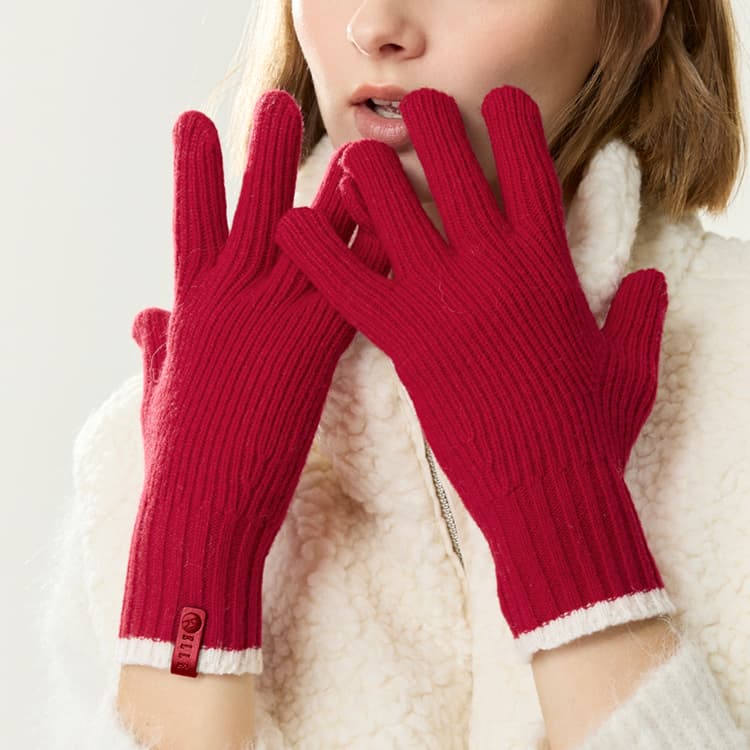 ELLE 70% овечья шерсть 30% плюш с круглым узором вязаные перчатки для женщин - изображение 10