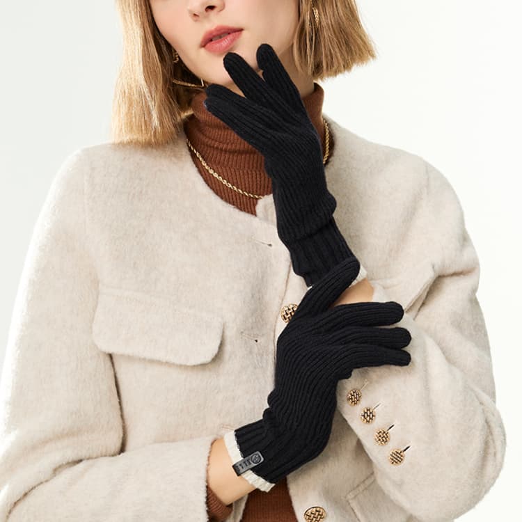 ELLE 70% овечья шерсть 30% плюш с круглым узором вязаные перчатки для женщин - изображение 6