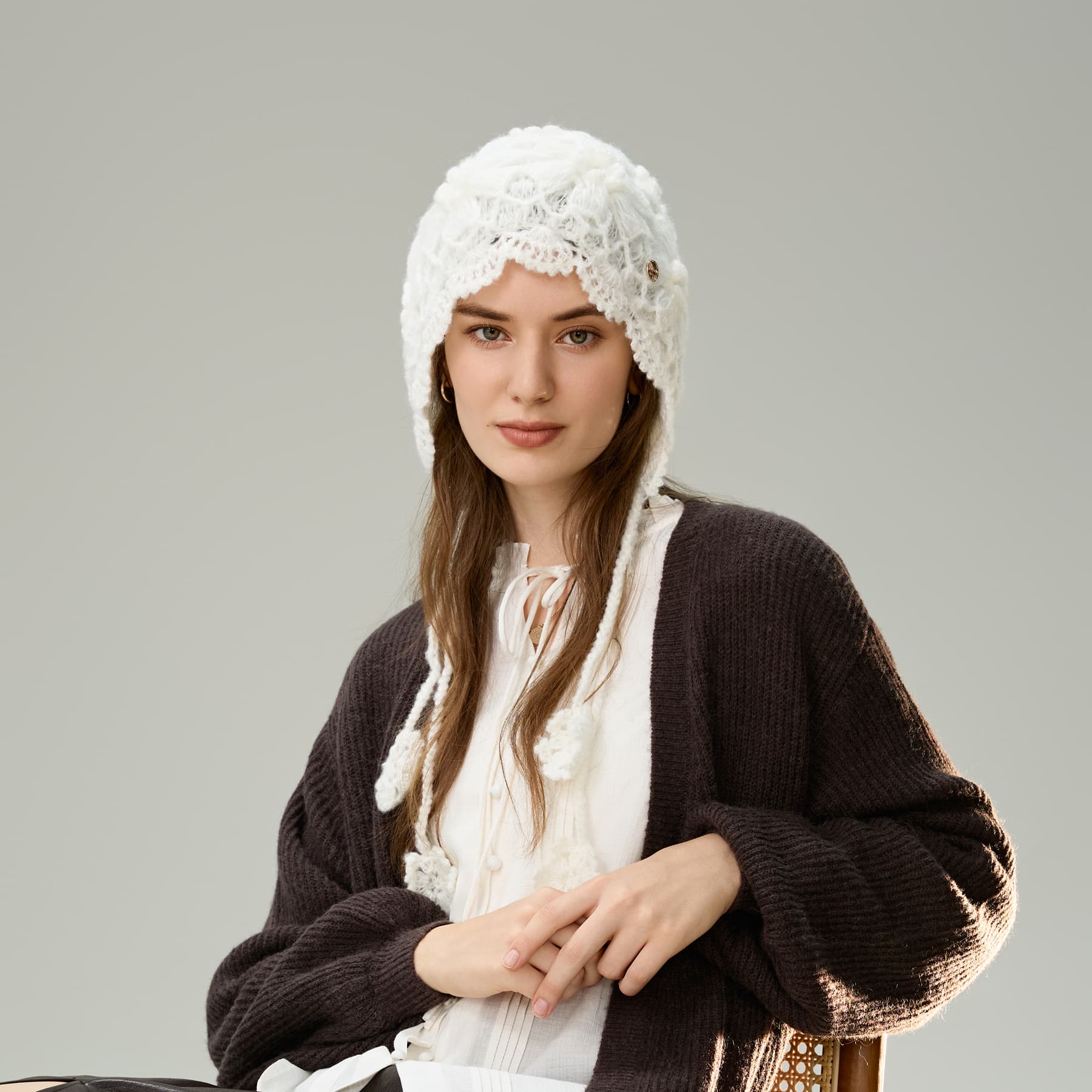 Шапка ELLE Sheep Wool Acrylic Polyamide Elastane Вязаная шапка Женская - изображение 8