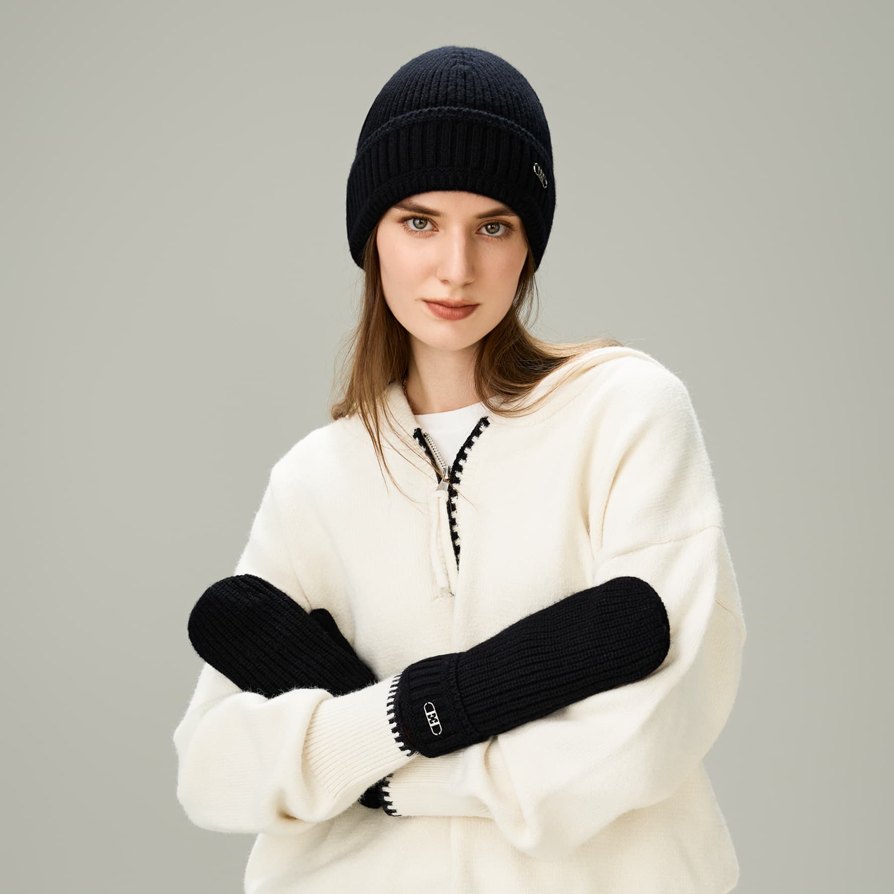 Шапка ELLE 100% овечья шерсть шапки-бини женские - изображение 7