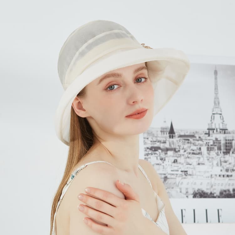 Панама ELLE Шляпы ведра из шелка тутового женские - изображение 5