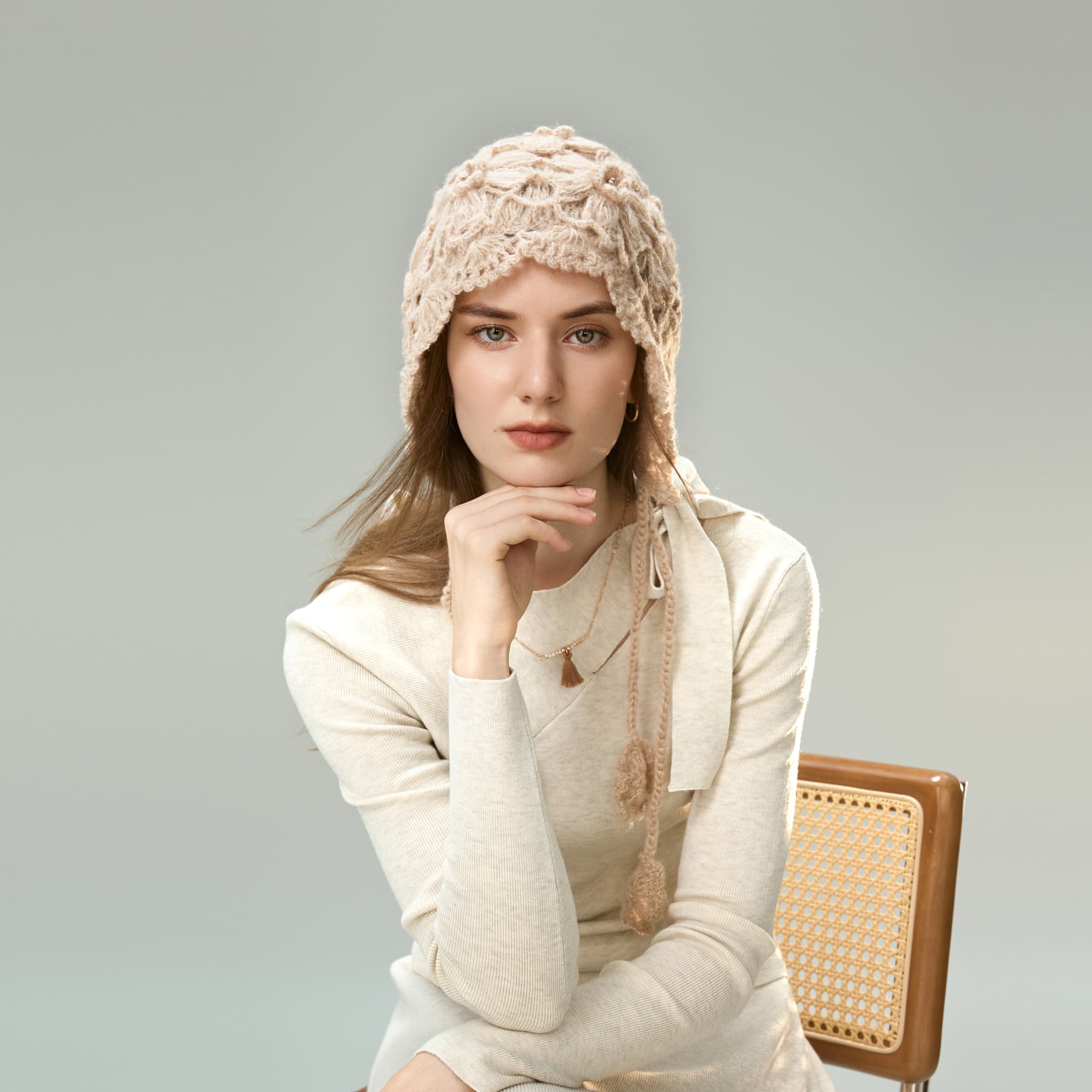 Шапка ELLE Sheep Wool Acrylic Polyamide Elastane Вязаная шапка Женская - изображение 3