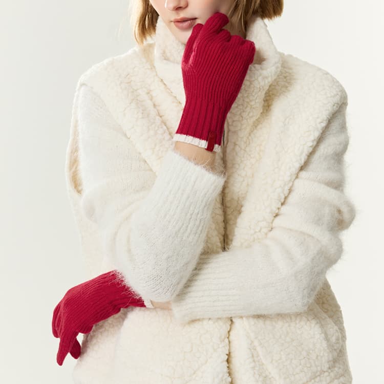 ELLE 70% овечья шерсть 30% плюш с круглым узором вязаные перчатки для женщин - изображение 11
