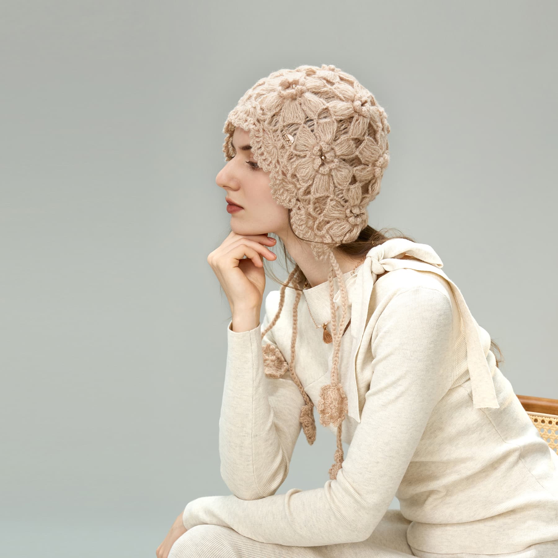 Шапка ELLE Sheep Wool Acrylic Polyamide Elastane Вязаная шапка Женская - изображение 4