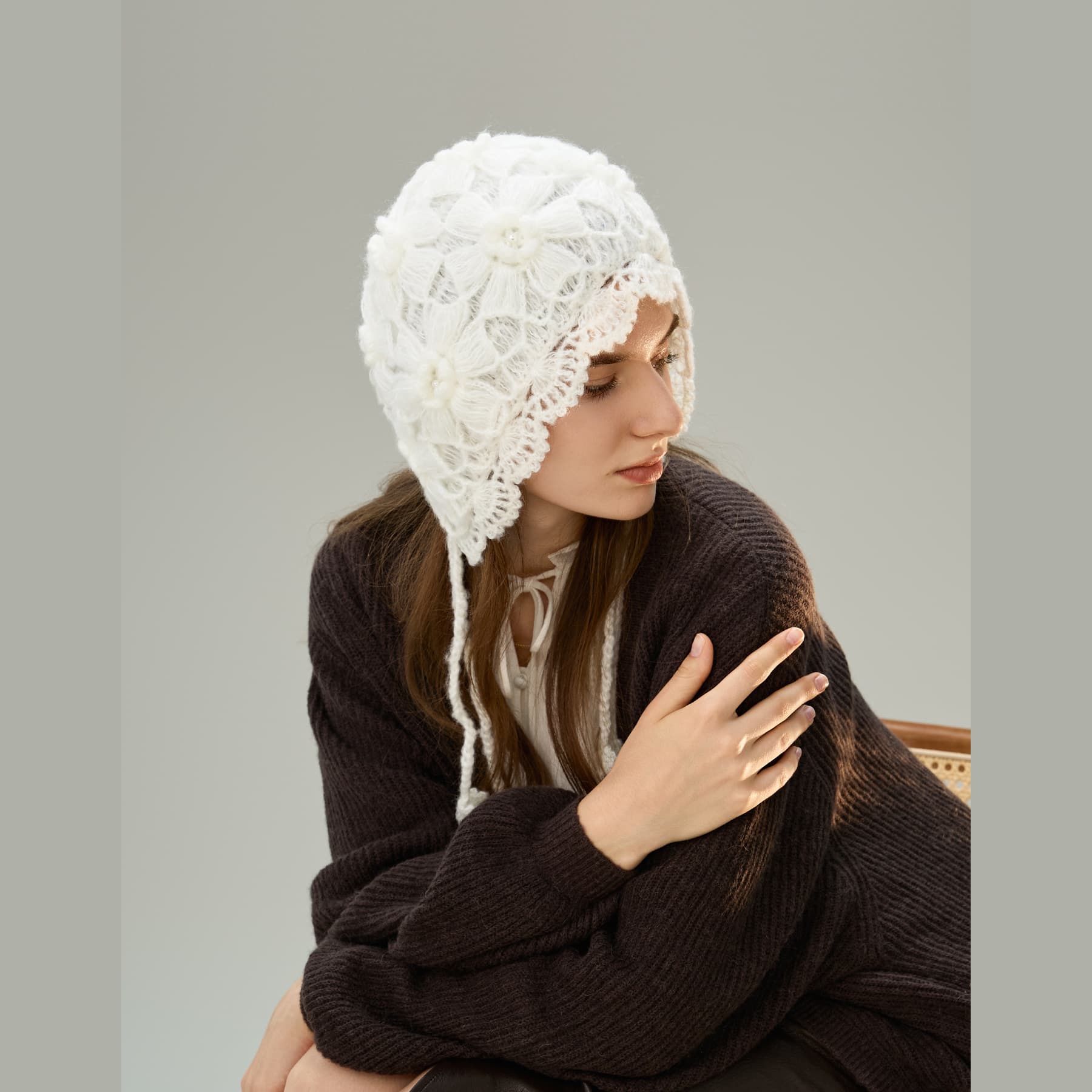 Шапка ELLE Sheep Wool Acrylic Polyamide Elastane Вязаная шапка Женская - изображение 11