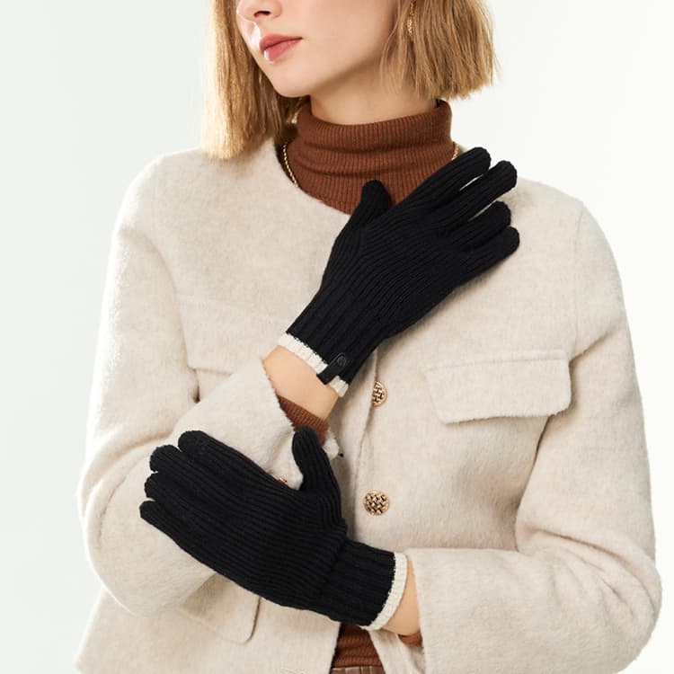 ELLE 70% овечья шерсть 30% плюш с круглым узором вязаные перчатки для женщин - изображение 3