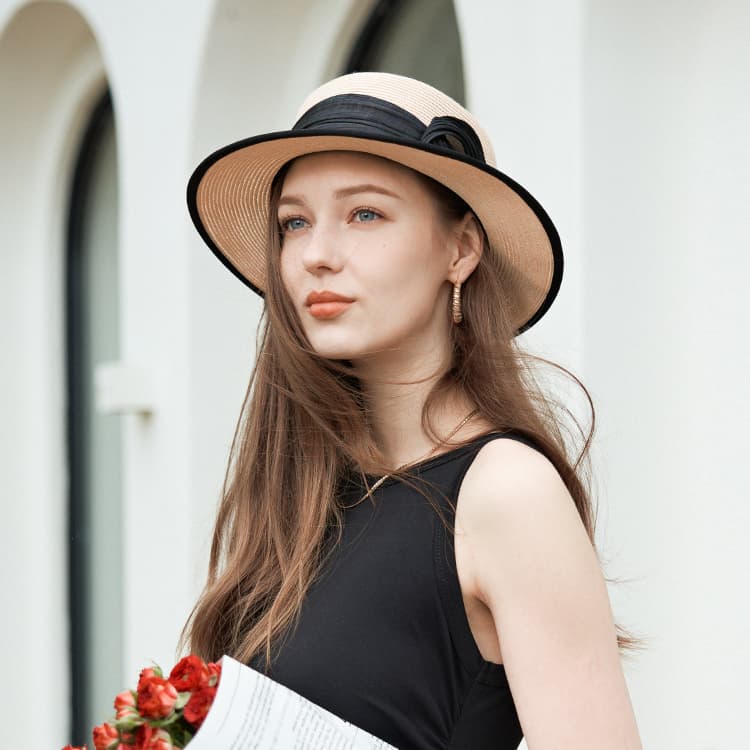 Панама ELLE Полиэстер Шляпы ведра Женские - изображение 2
