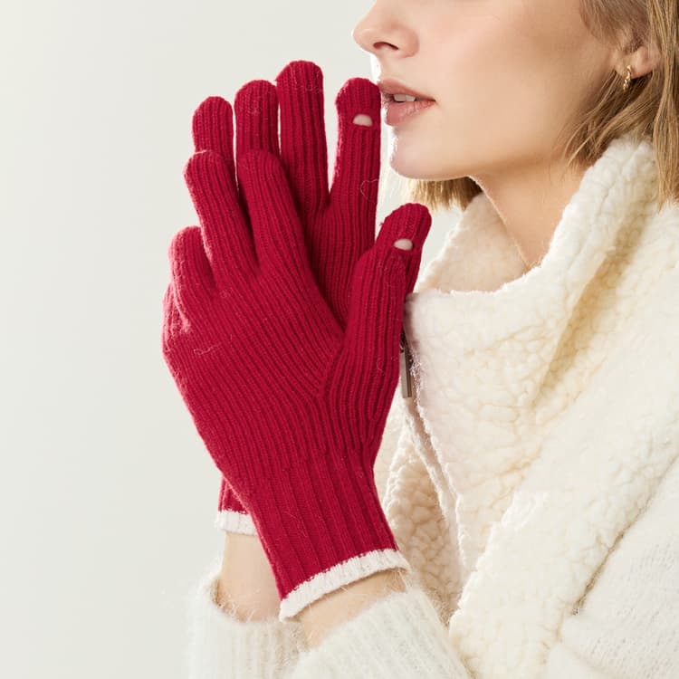 ELLE 70% овечья шерсть 30% плюш с круглым узором вязаные перчатки для женщин - изображение 9