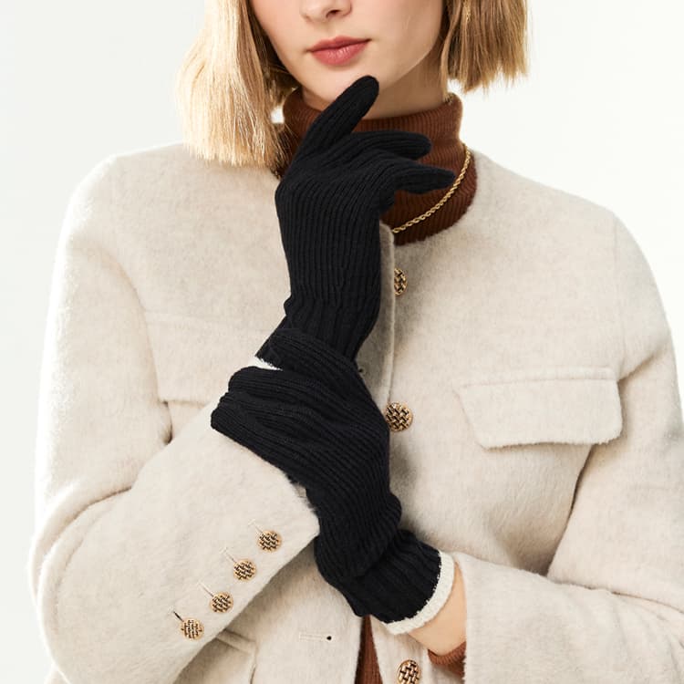 ELLE 70% овечья шерсть 30% плюш с круглым узором вязаные перчатки для женщин - изображение 4