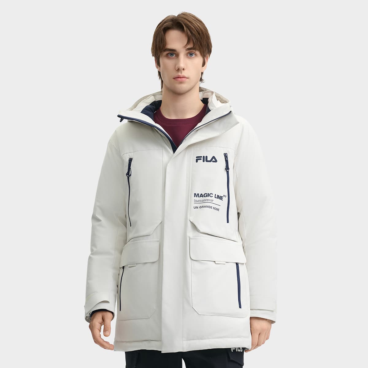 Зимняя куртка FILA ORIGINALE Пуховик Мужской Мягкий белый Серый - изображение 3