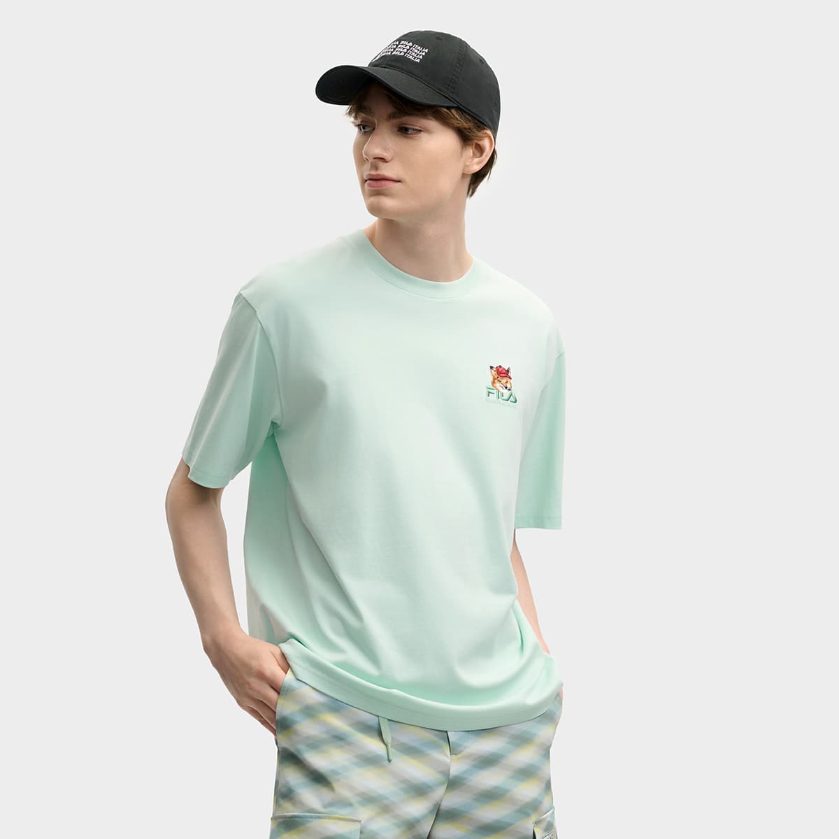 Футболка FILA X MAISON KITSUNE Little Fox T Рубашка Унисекс Светлый Изумрудно-Зеленый - изображение 3