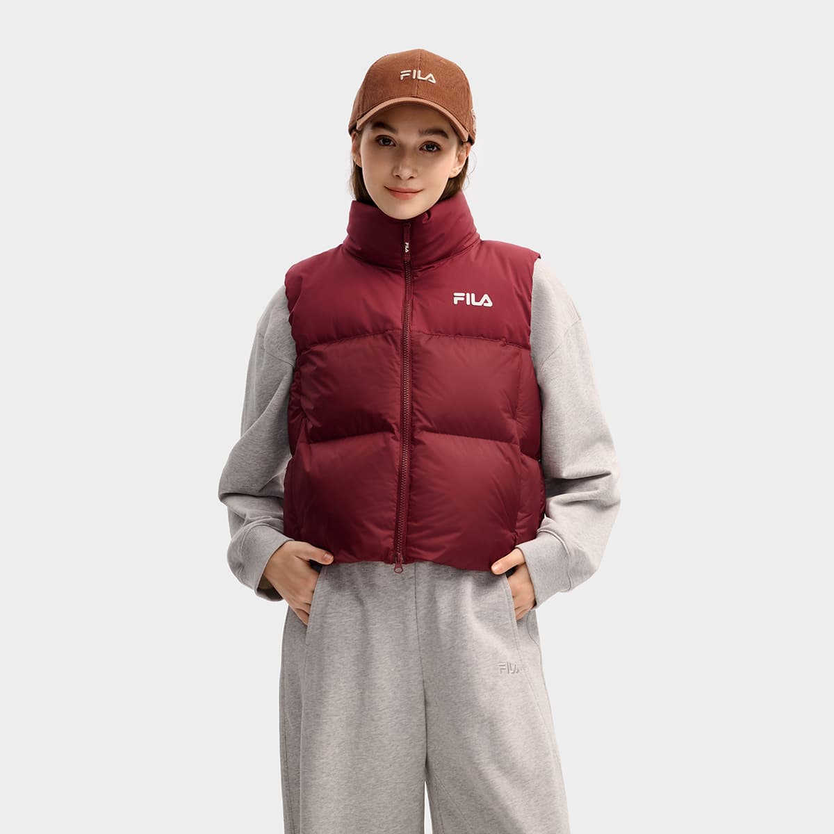FILA ORIGINALE Пуховый жилет Женские Вино Красный - изображение 3