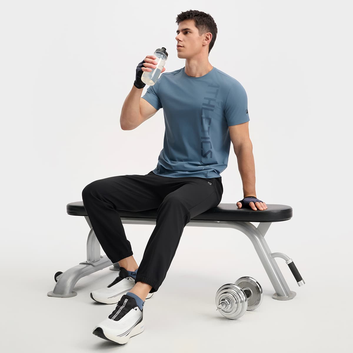 Футболка FILA Фитнес Azure Синий Bu Мужская T-Рубашка - изображение 7