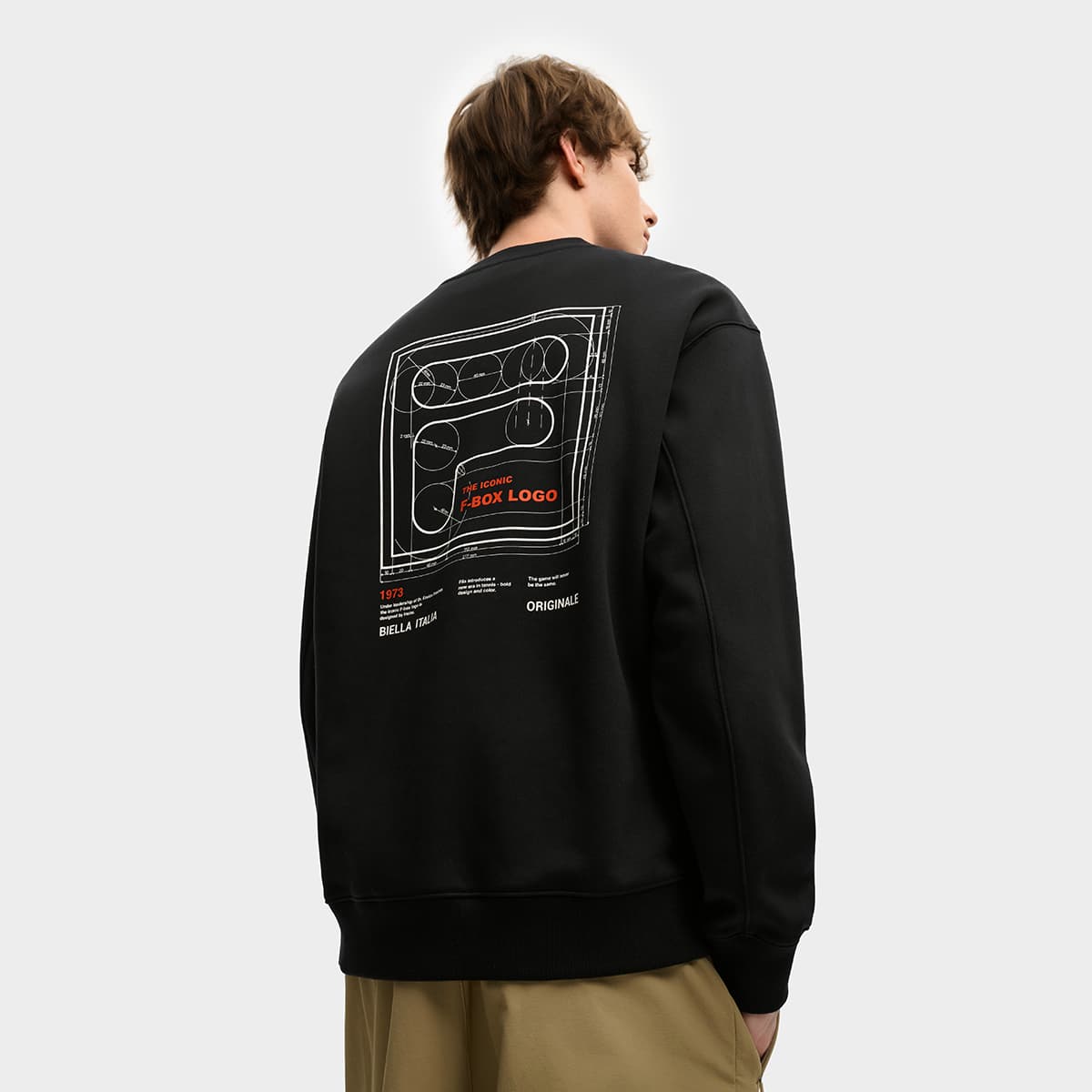 Худи FILA ORIGINALE С флисовой подкладкой Модный повседневный универсальный термальный свободный крой Толстовка мужской черный - изображение 3