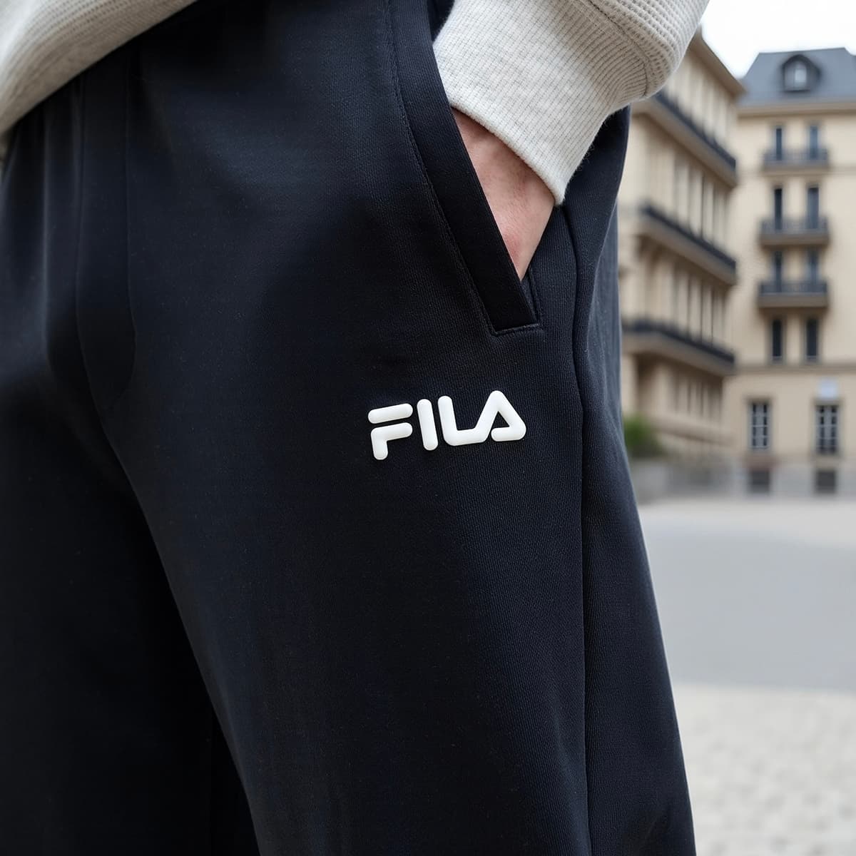 Штаны FILA ORIGINALE Вязаные тренировочные брюки мужские глубокий черный BK - изображение 5