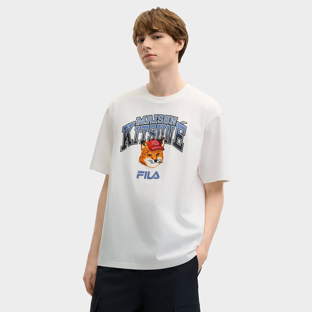 Футболка FILA X MAISON KITSUNE Little Fox T Рубашка Унисекс Облачный Белый - изображение 3