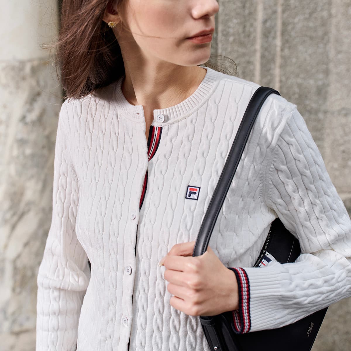 Кардиган Fila Heritage Свитер Женский Облачный Белый - изображение 7