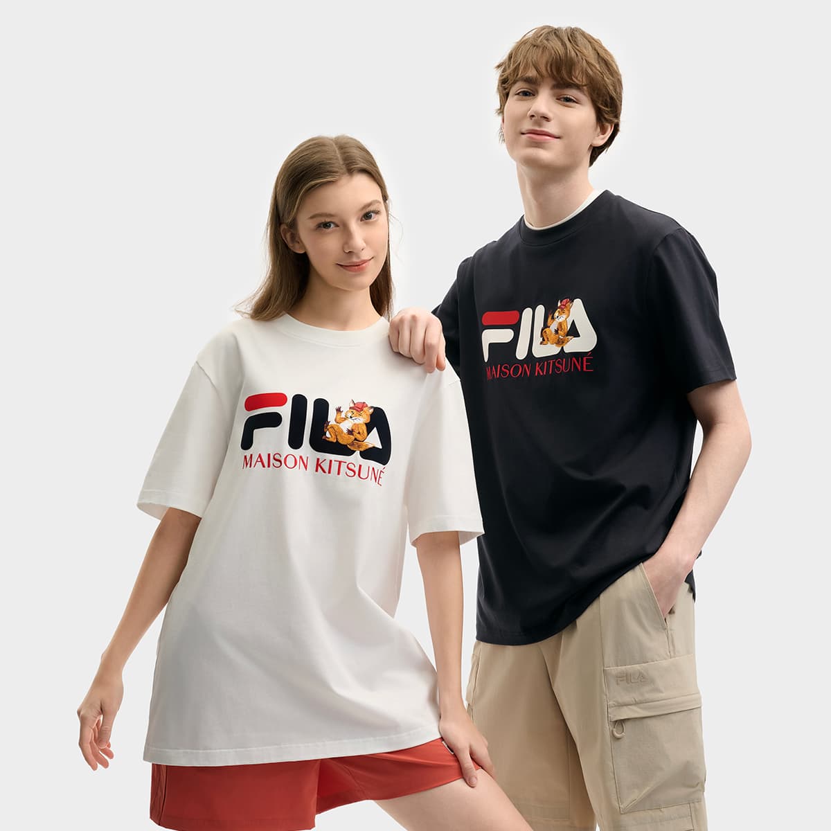 Футболка fila X MAISON KITSUNE Little Fox T Рубашка Мужской Облачный белый - изображение 4