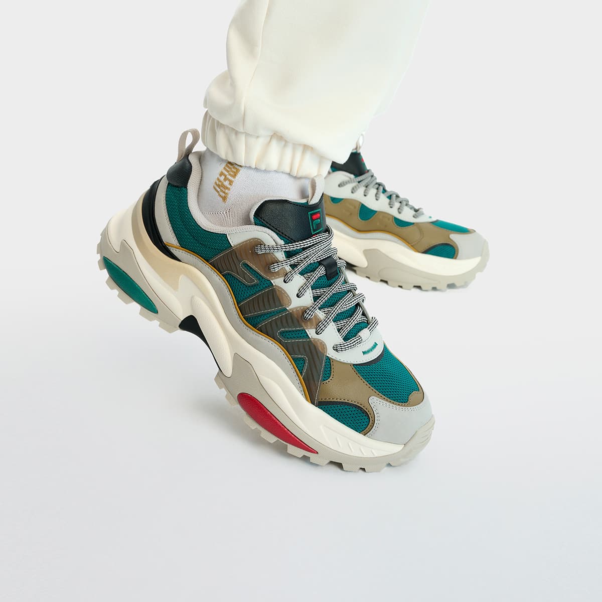 Кроссовки FILA CELLA Дышащие Низкие Кроссовки с Толстой Подошвой Мужские Авантюрин - изображение 6