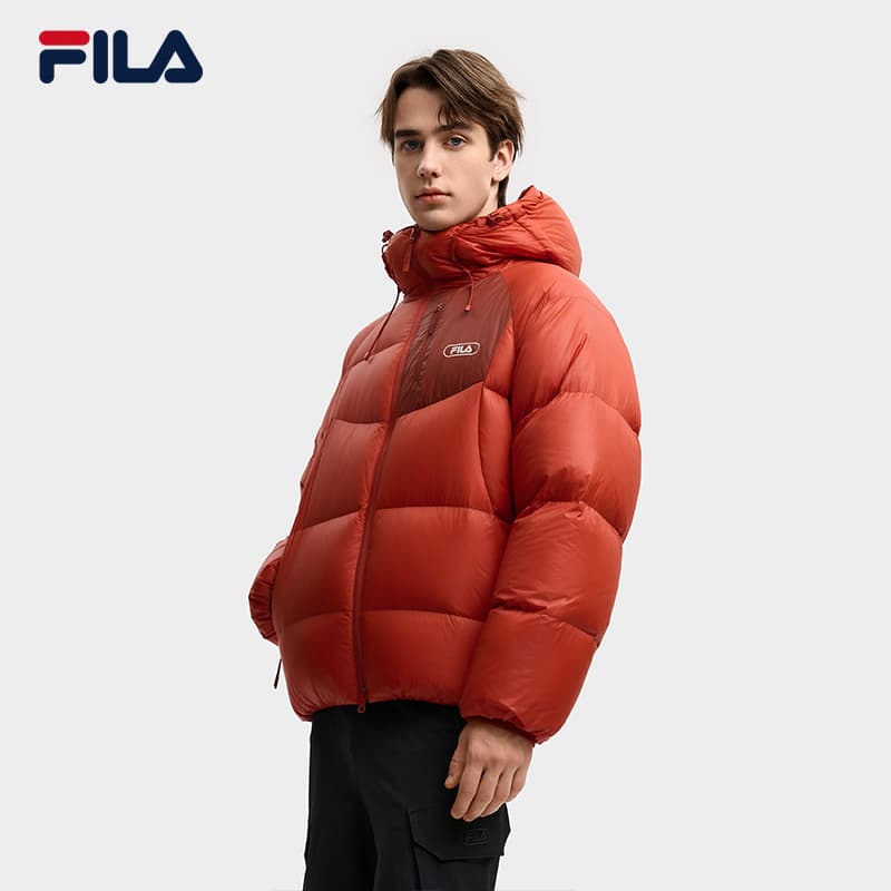Зимняя куртка FILA ORIGINALE Мужской пуховик Algal Bloom красного цвета - изображение 4