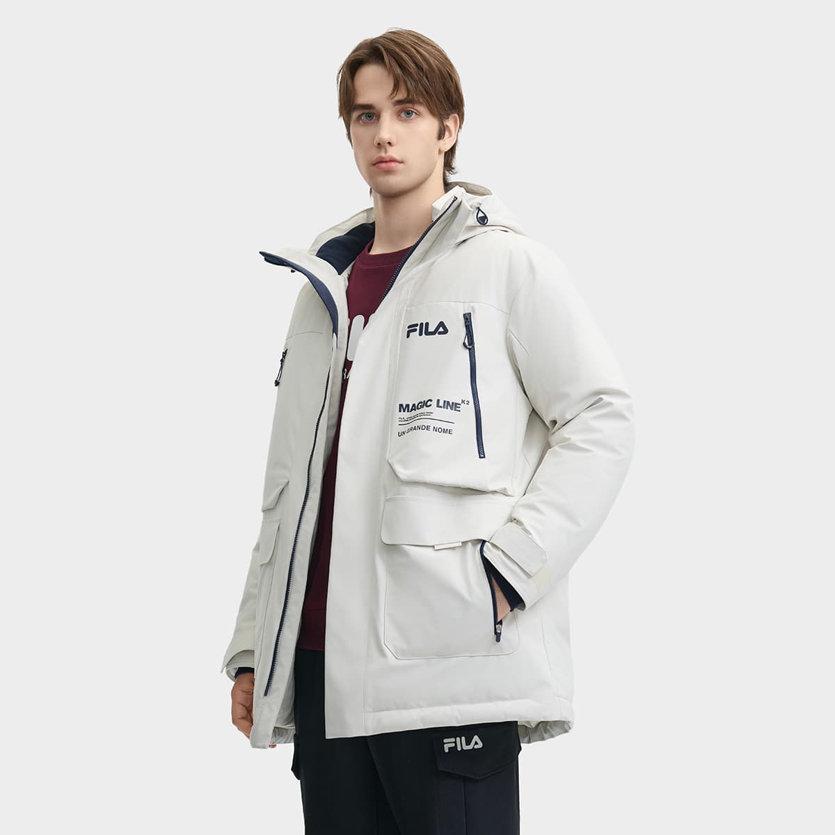 Зимняя куртка FILA ORIGINALE Пуховик Мужской Мягкий белый Серый - изображение 5
