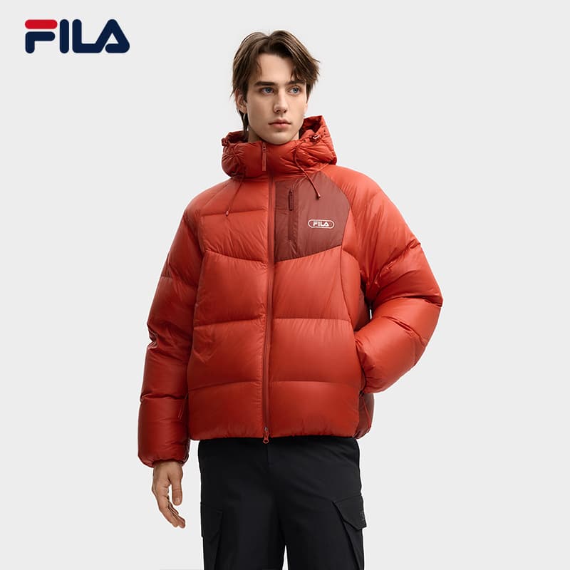 Зимняя куртка FILA ORIGINALE Мужской пуховик Algal Bloom красного цвета - изображение 3